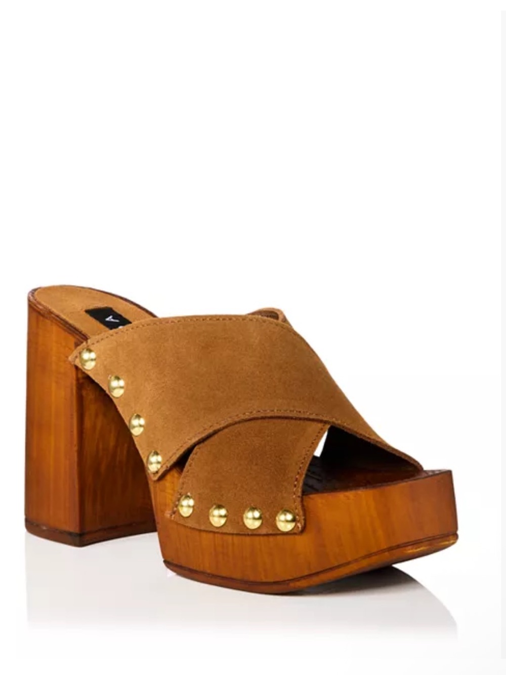 Platform Wood-Block Mule Sandal in Cognac